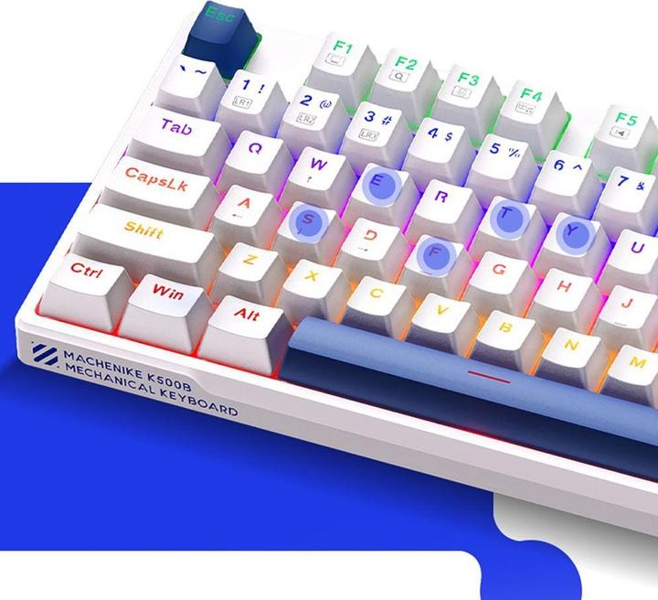 Produktbild Machenike Klawiatura gamingowa K500B-B87 przewodowa mechaniczna podświetlana Red Switch - biała (US, Kabelgebunden)