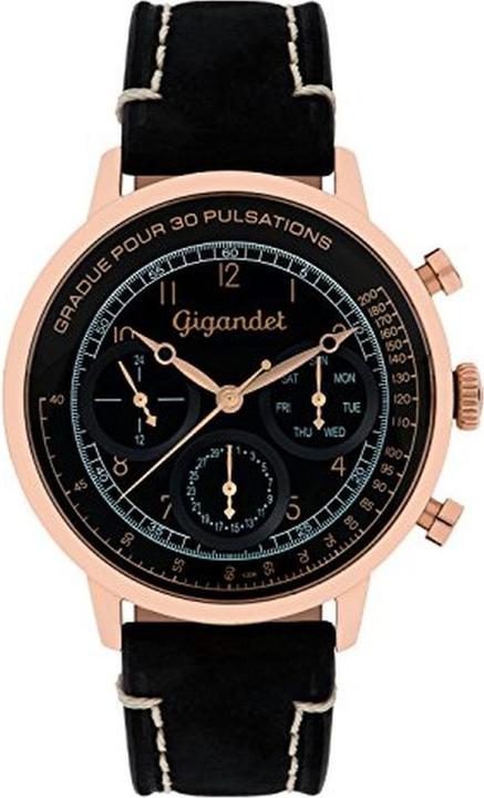 Gigandet Analogue vintage multifonction étanche avec bracelet cuir (Montre analogique)
