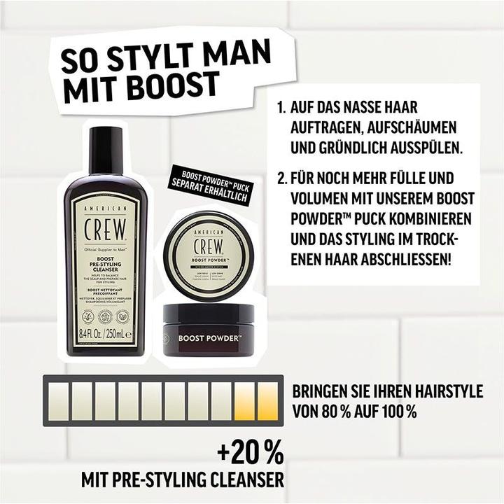 Image du produit American Crew Boost Pre-Styling Cleanser, 250ml (250 ml, Shampoing liquide)