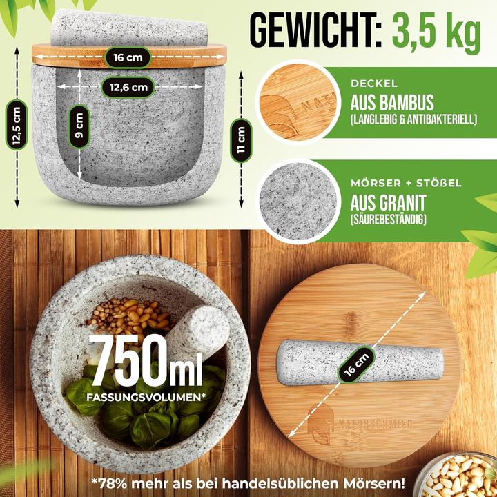 Image du produit Naturschmied Mortier avec pilon & couvercle