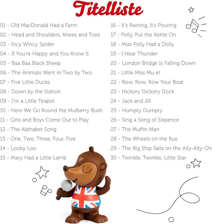 Image du produit Tonies 30 chansons préférées des enfants Chansons anglaises (Anglais)