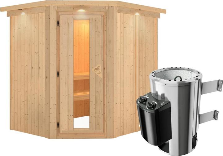 Image du produit Karibu Sauna Lobin accès d'angle, couronne (Contrôle interne Plug & Play 3,6 KW)