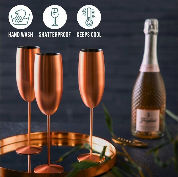 Produktbild Oak & Steel Edelstahl Sektgläser Rosegold matt 4er-Set (28.50 cl, 4 Gläser, Sektgläser)