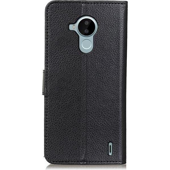 Thumbnail - MU Classic Litchi Leder Bookcover Series (Nokia C30), Smartphone Hülle, Schwarz