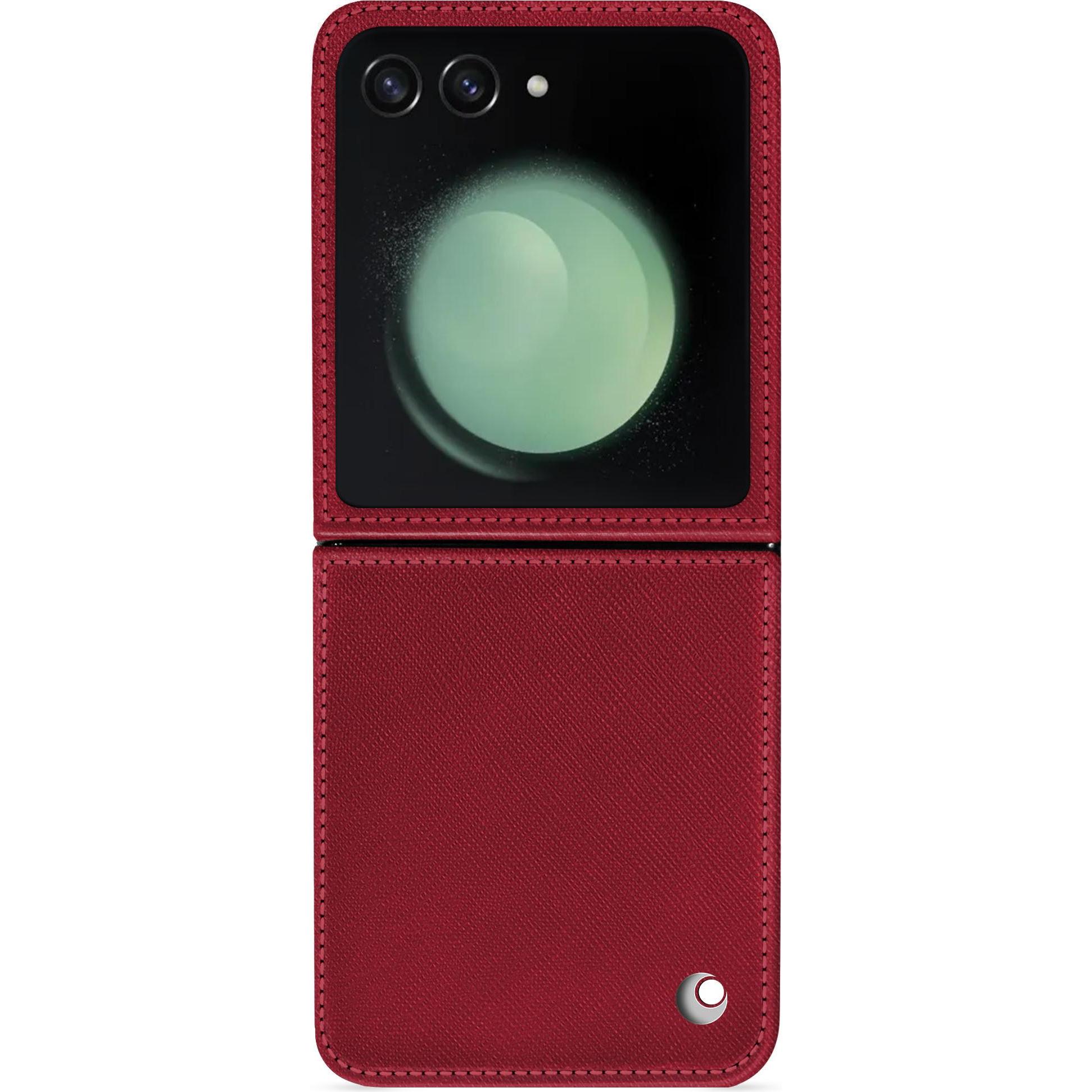 Noreve Lederschutzhülle Samsung Galaxy Z Flip5 (Samsung Galaxy Z Flip5), Smartphone Hülle, Rot