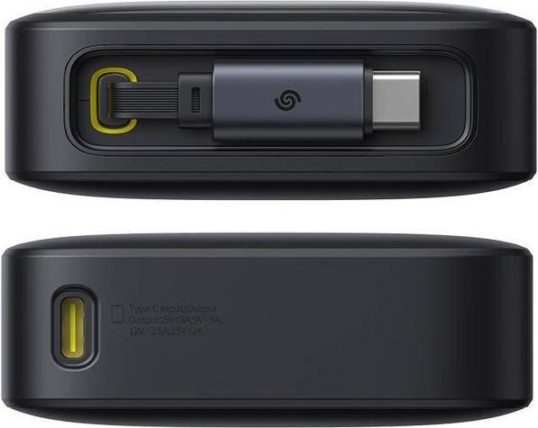 Produktbild Baseus Free2Pull 10000mAh 30W powerbank with USB-C port and retractable USB-C cable - black (10000 mAh, 30 W, 37 Wh)