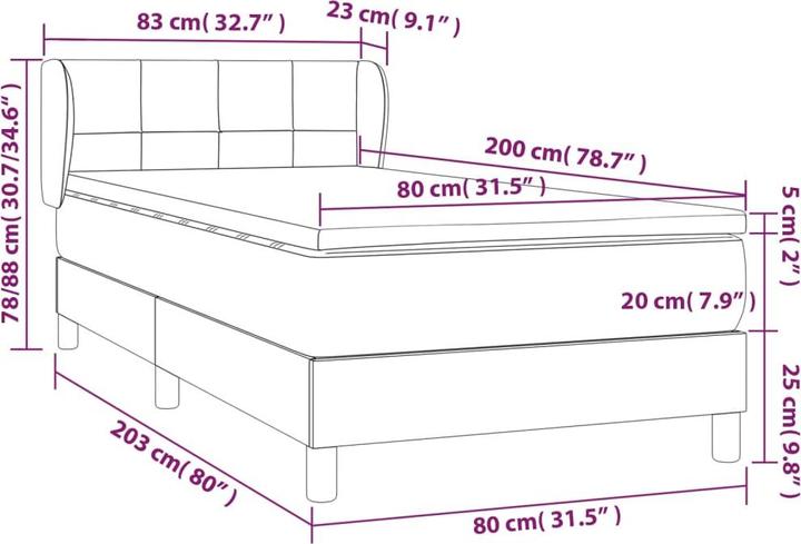 Actual product image vidaXL Boxspringbett (80 x 200 cm)