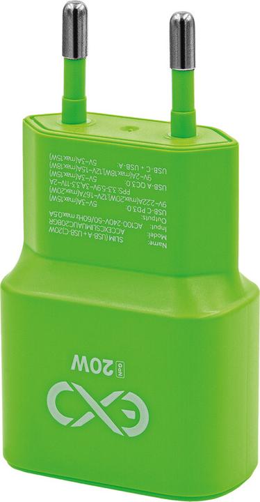 Produktbild EXC USB-Ladegerät SLIM, USB-A- und USB-C-Ausgang (20 W, 2 Ports)