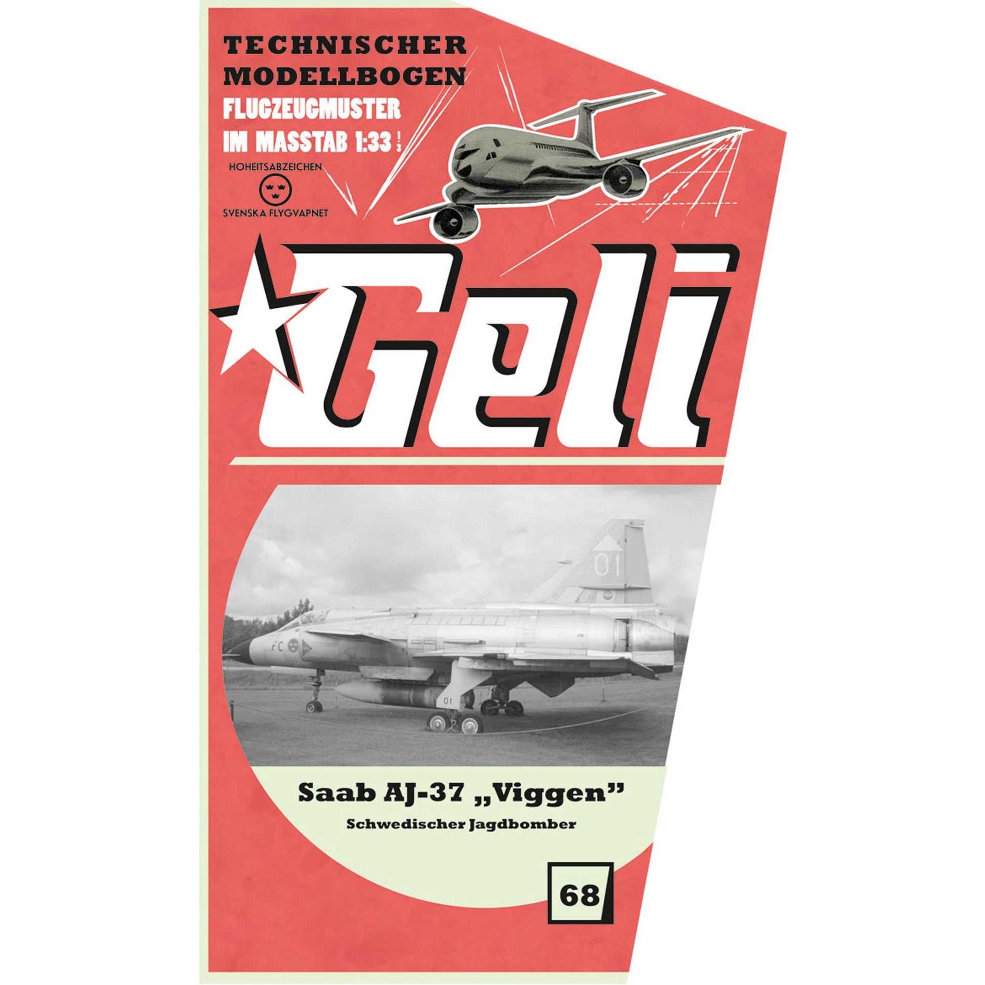 Geli saab aj-37 viggen kartonmodell