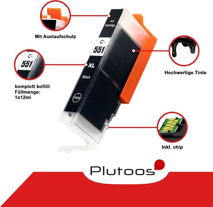 Produktbild Plutoos Canon CLI-551 PBK Patrone XXL kompatibel, Photoblack (PBK)
