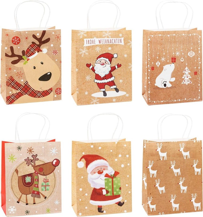 Produktbild Tsi 12 Geschenktaschen Weihnachten Serie 1.6 Motiv sortiert 18,0 x 23,0 cm (Geschenktüte, 12 x)