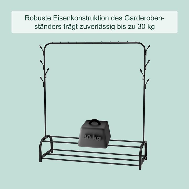 Image du produit Relaxdays - Kleiderständer mit 2 Ablagen, Schwarz, 110 x 40 x 150 cm