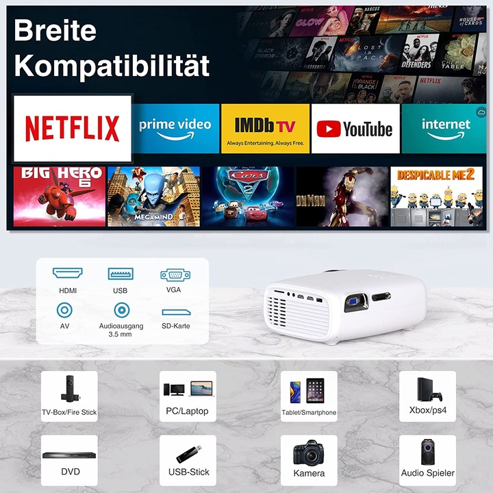 Produktbild Howwoo Beamer WiFi Bluetooth