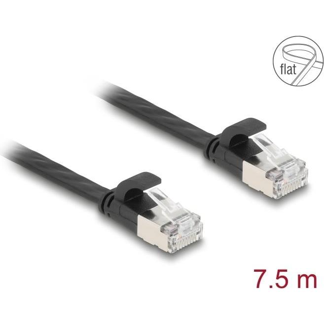 Delock RJ45 Flachband Patchkabel Stecker zu Stecker Cat.6A 7 (U/FTP, CAT6, 7.50 m), Netzwerkkabel