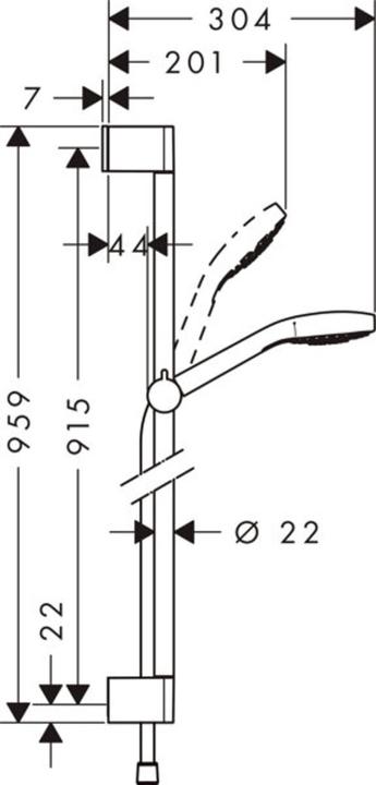 Actual product image hansgrohe Croma Select S shower set Vario with shower rod 90 cm (3 Beam types, 15 l/min)
