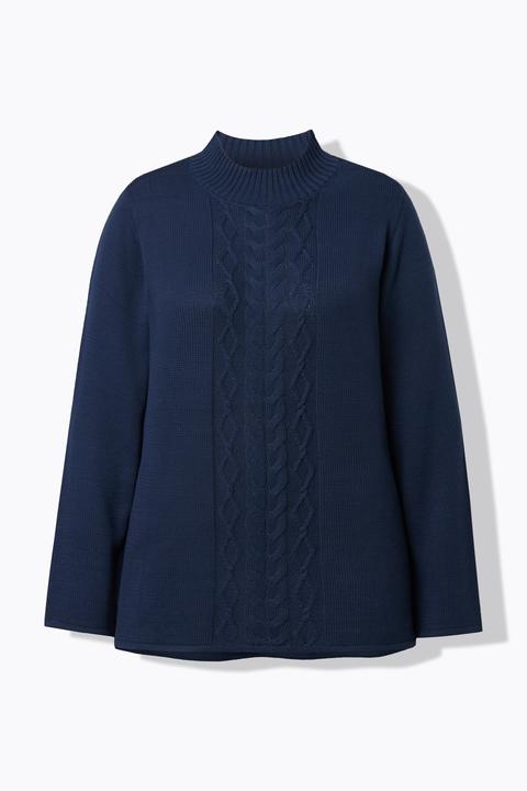 Produktbild Ulla Popken Pullover, Zopfmuster, Stehkragen, Langarm (62)