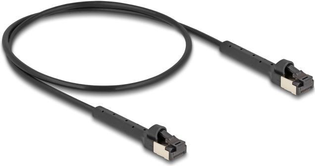 Actual product image Delock RJ45 Slim network cable Cat.6A U/FTP angled black (U/FTP, CAT6a, 0.50 m)