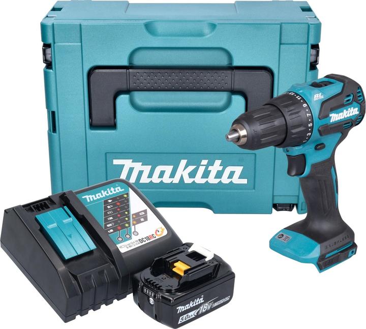 Actual product image Makita DHP 490 RT1J Akku Schlagbohrschrauber 18 V 65 Nm Brushless + 1x Akku 5,0 Ah + Ladegerät + (Rechargeable battery operated)