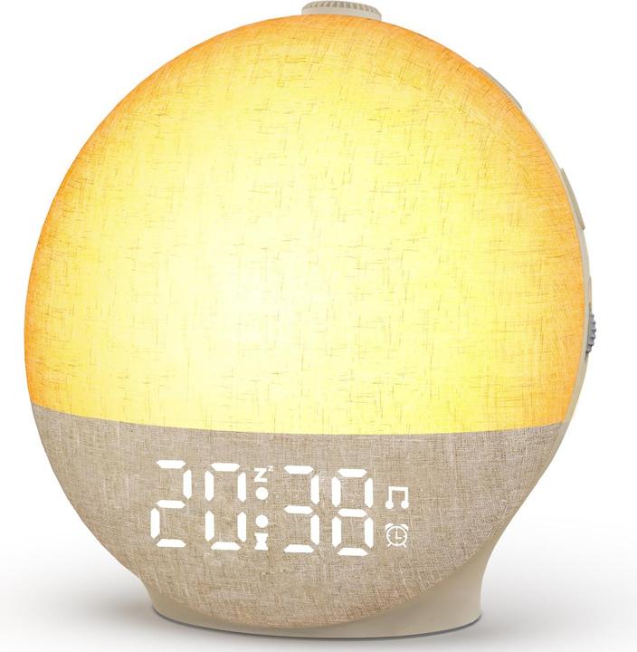 Alopini Tageslichtwecker, Sonnenaufgangswecker mit 7 weichen Wecktönen, 30 Naturgeräuschen