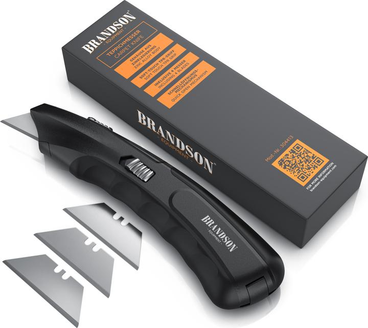 Image du produit Brandson Couteau à tapis, couteau à carton, couteau professionnel, cutter avec lames trapèzes de rechange (Cutters)