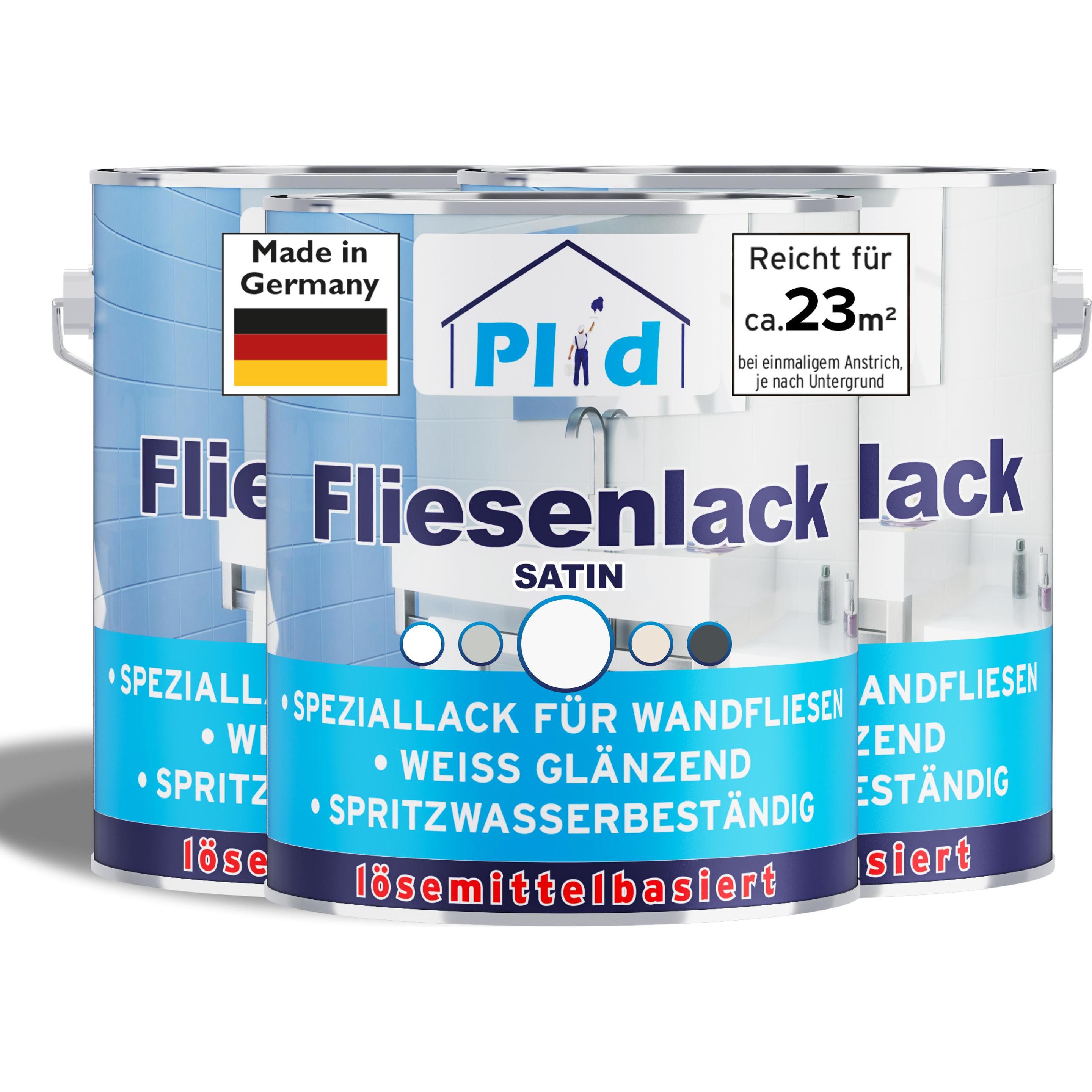 Plid, Lack, Fliesenlack 2,25l Weiss Satin, für ca. 23m² / Fliesenfarbe Fliesen Lack Küche/Bad (Weiss, 2.25 l)