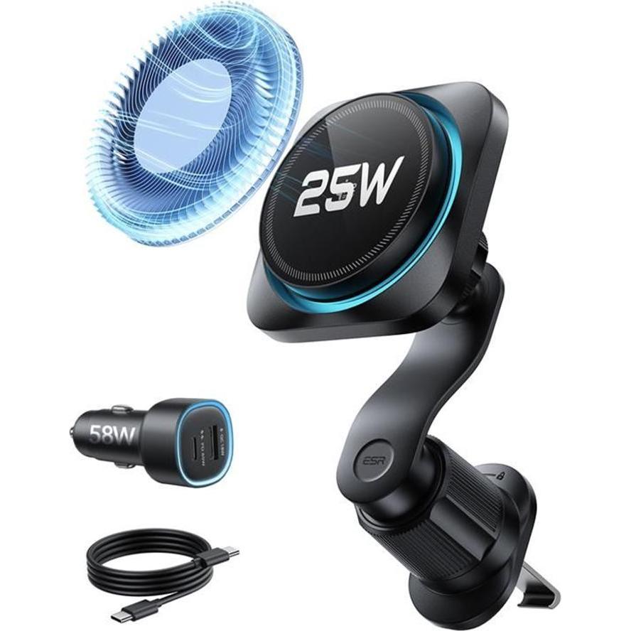 ESR Portafoglio magnetico Geo, nero, Adattatore per auto, Nero