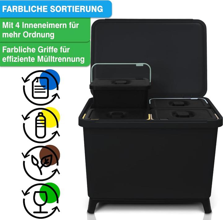 Produktbild YourCasa Mülltrennsystem mit 4 Fächern und Fusspedal (40 l)