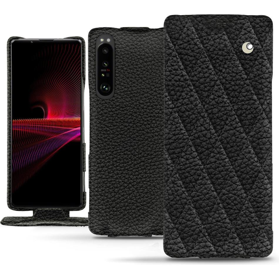 Noreve Lederschutzhülle vertikal (Sony Xperia 1 III), Smartphone Hülle, Schwarz