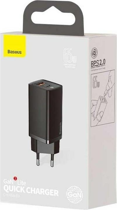 Produktbild Baseus GaN2 Lite Quick ChargerC+U 65W EU Black (65 W, 1 Port)