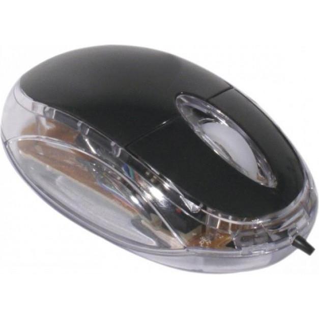 Exertis Connect Optische Mini USB Maus mit schwarzer Leuchtfarbe (Kabelgebunden), Maus, Schwarz, Transparent