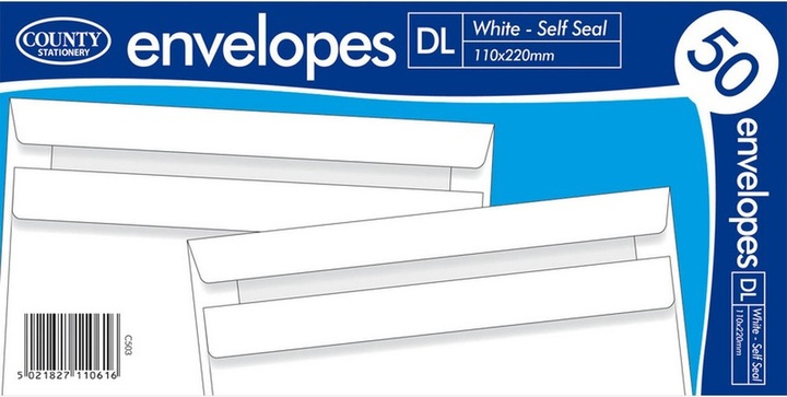 Actual product image Universal Textiles Self-adhesive envelope pack of 50 (22 x 11 cm, 500 x)