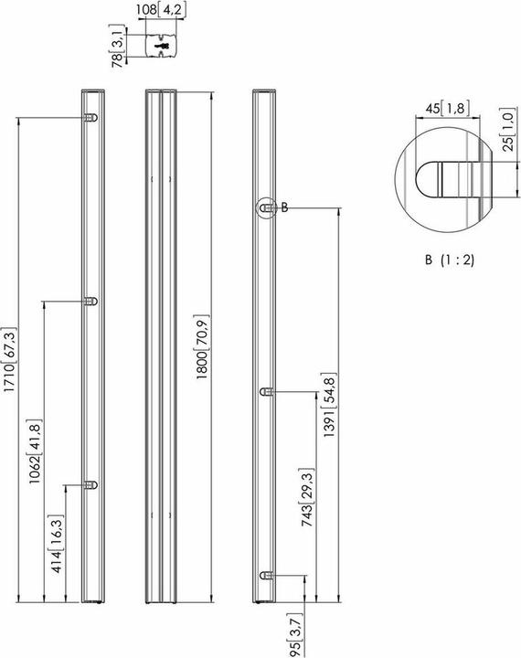 Produktbild Vogels PUC 2718 Standprofil, 180 cm, schwarz (100")