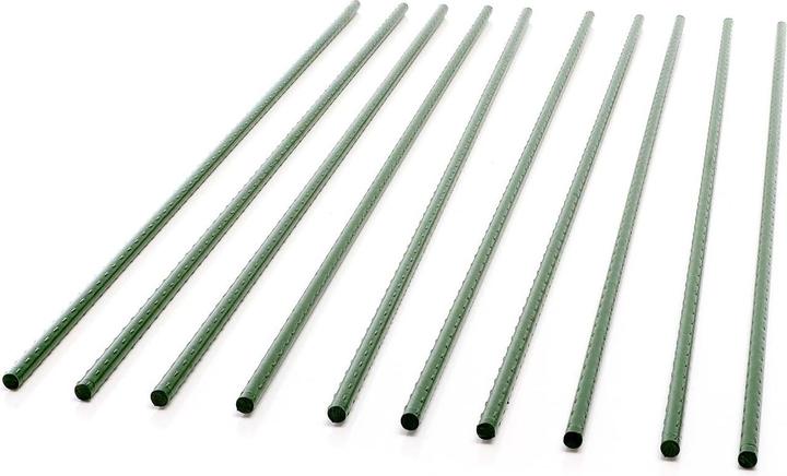 Produktbild Wiltec Toboli 10x Pflanzstäbe grün 150cm Ø11mm Rankstab Metall Kunststoff Tomatenstange (150 cm, 1.10 cm)
