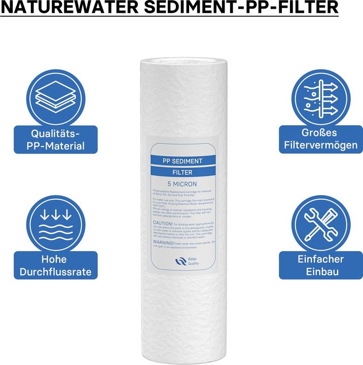 Image du produit Naturewater 10Pouces 254mm 5µ Filtre Sédiments PP