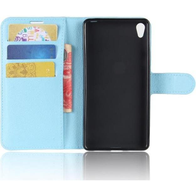 Thumbnail - MU Classic Litchi Leder Bookcover Series (Sony Xperia E5), Smartphone Hülle, Blau