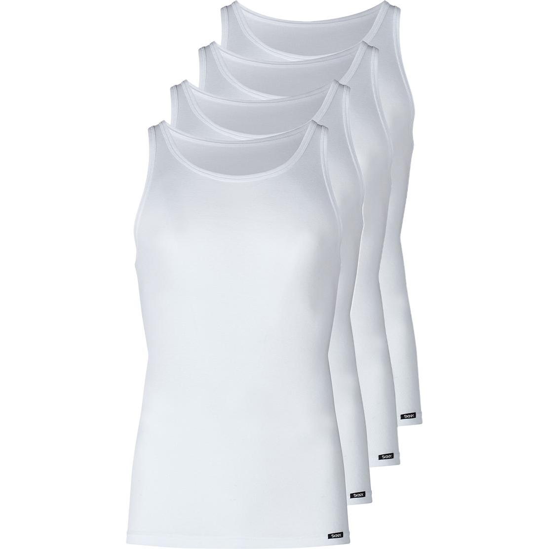 Skiny, Herren, Shirt, 4er Pack Basic Unterhemd / Tanktop, Weiss, (XXL)