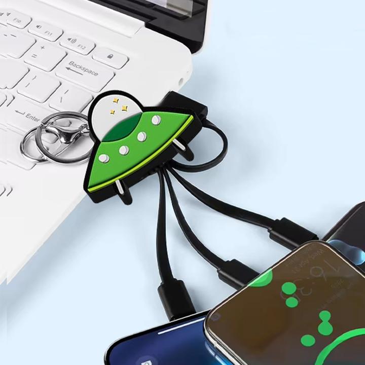 Produktbild Yello koko 3-in-1-Kabel Andy USB-C/Micro-USB/Lightning auf USB-A Untertasse Schlüsselanhänger-Format (0.15 m)