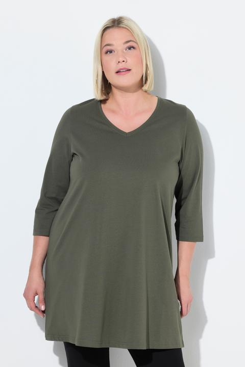 Actual product image Ulla Popken V-Neck Swing A-line Hem Cotton Knit Tunic (46, 48)