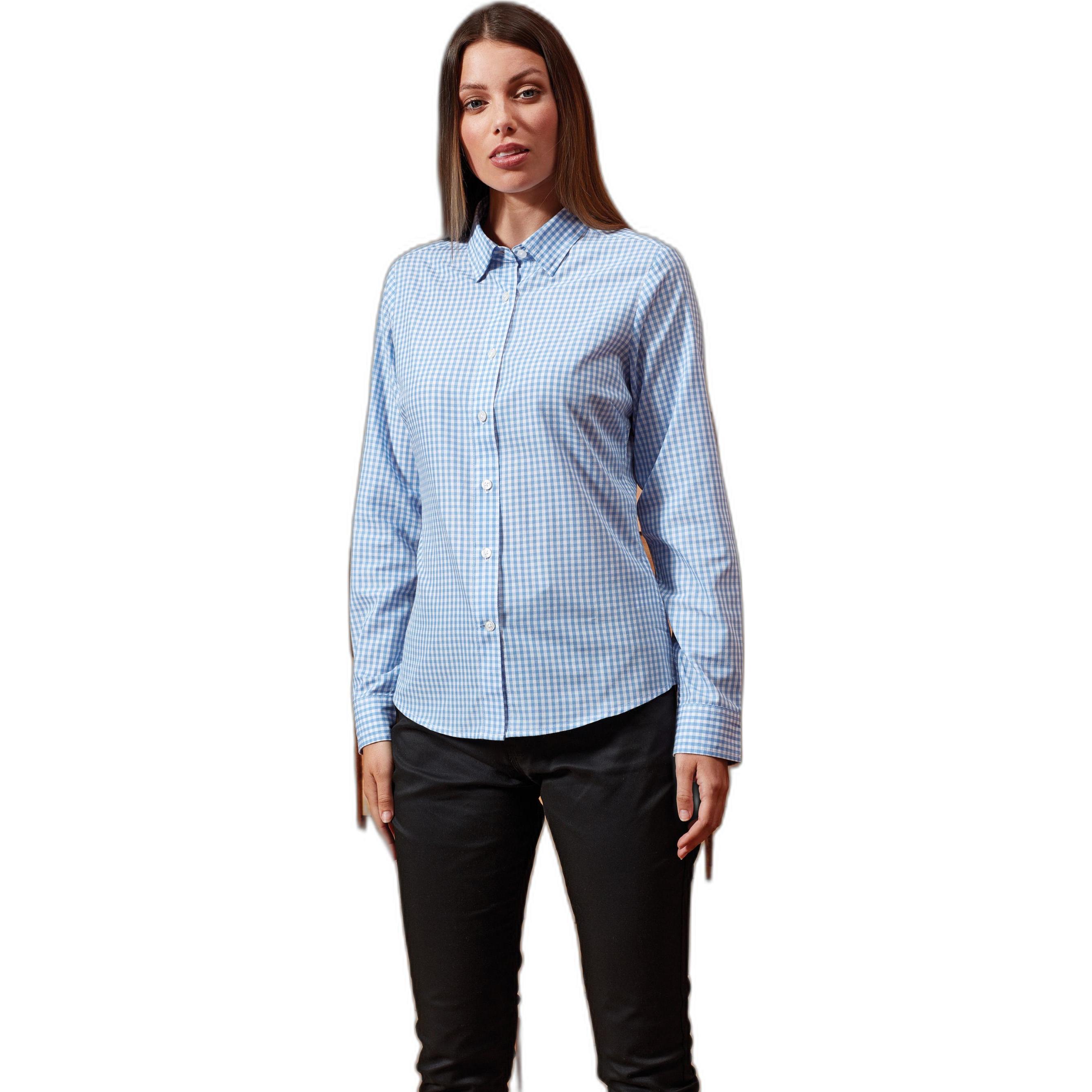 Thumbnail - Premier, Damen, Hemd, Vichy, Blau, (XS)