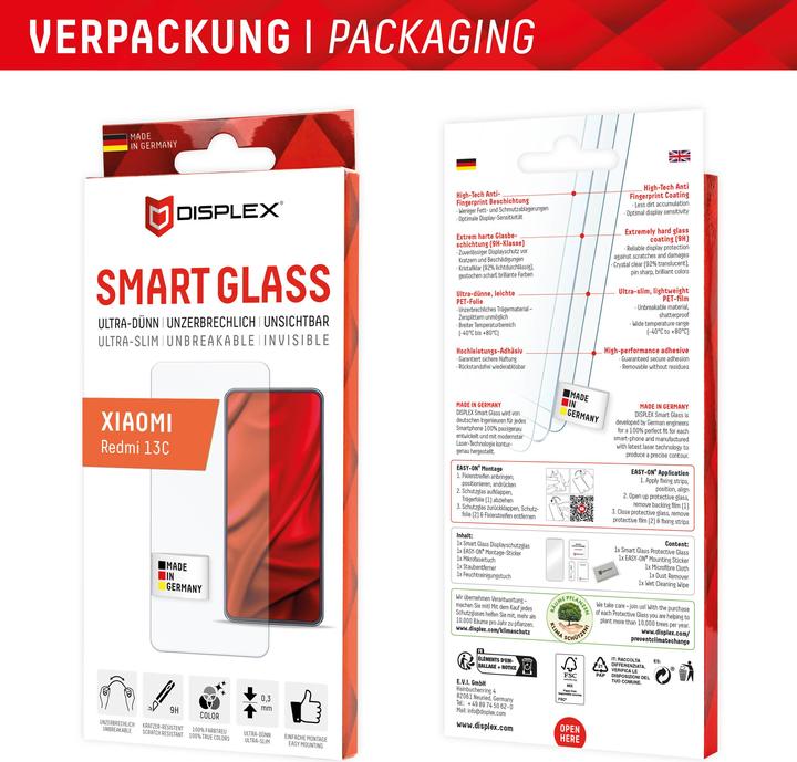 Actual product image Displex Smart Glass, Displayschutzfolie (1 Piece, Xiaomi Redmi 13C 5G, Xiaomi Poco C65, Xiaomi Redmi Note 13 4G)
