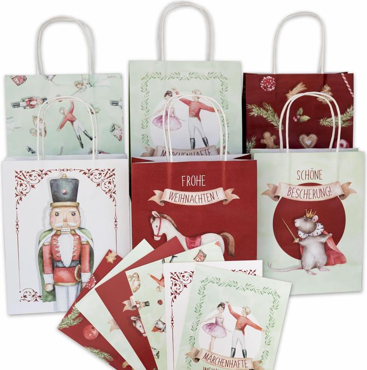 Papierdrachen 6 pochettes cadeaux imprimées et colorées - Casse-noisette (Pochette cadeau, 6 x)