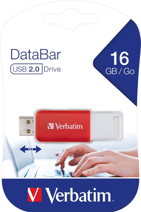 Produktbild Verbatim DataBar USB 2.0 16GB Red (16 GB, USB-A, USB 2.0)