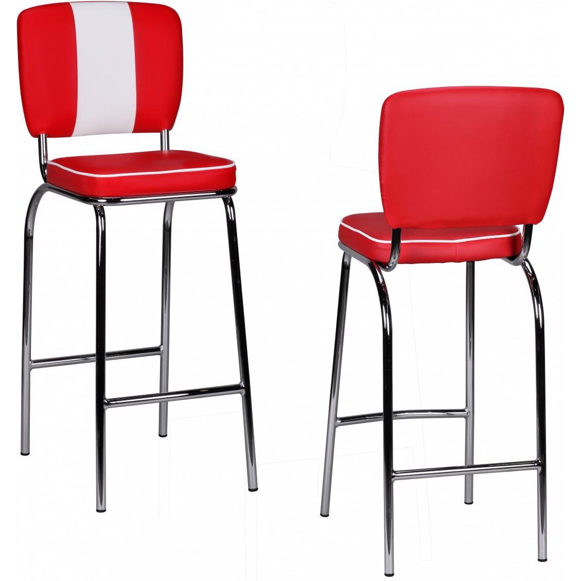 FineBuy, Barhocker, Barhocker 2er Set Kunstleder Rot