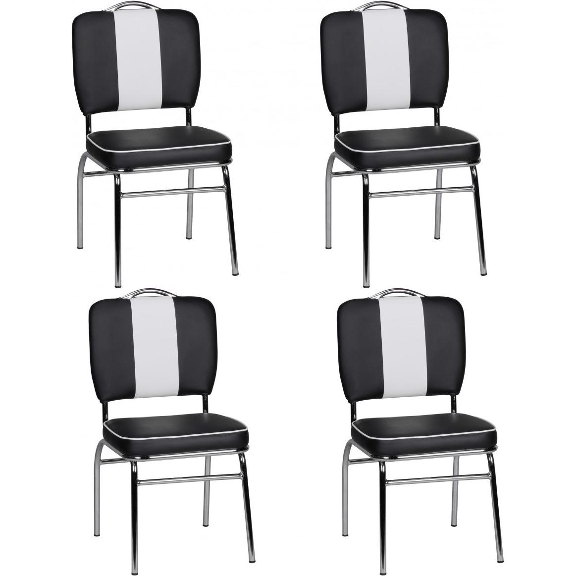 FineBuy, Stühle, Esszimmerstuhl 4er Set Kunstleder Schwarz