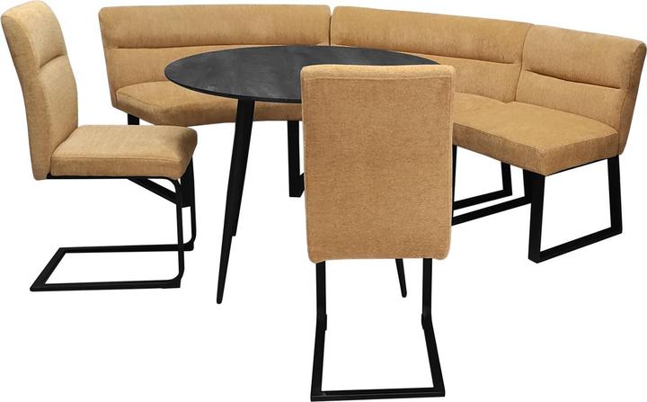 HTI-Living Sitzgruppe mit Eckbank 2 Stühlen 1 Eckbankverlängerung und Tisch gelb (MDF)