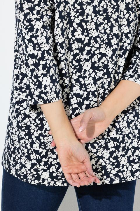 Produktbild Ulla Popken T-Shirt, A-Linie, V-Ausschnitt, Zierfalten, 3/4-Arm (46, 48)