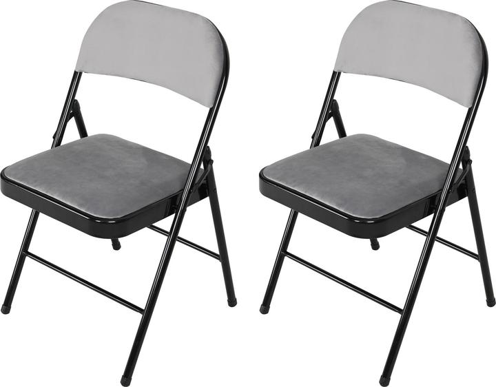 HTI-Living 2er Set Klappstühle mit Polsterung Metallgestell und Samtbezug
