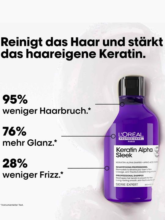 Actual product image L'Oréal Paris Keratin Alpha Sleek (Liquid shampoo, 300 ml)