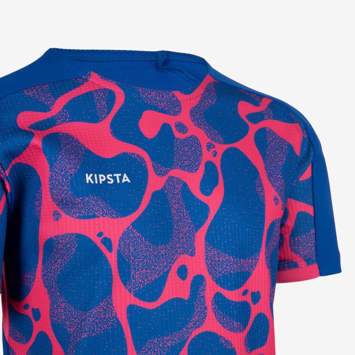 Immagine prodotto Kipsta Maglia da calcio per bambini a maniche corte - Viralto Aqua blu/rosa