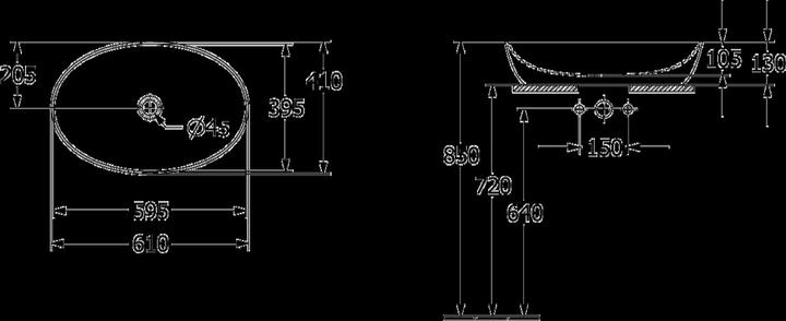 Produktbild Villeroy & Boch Aufsatzwaschbecken Artis 61 cm oval weiss/powder 419861BCT0 (410 mm, 610 mm)